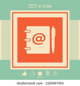 Notebook, address, phone book with email symbol and pen icon