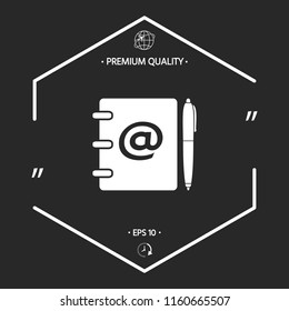 Notebook, address, phone book with email symbol and pen icon