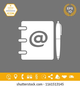 Notebook, address, phone book with email symbol and pen icon