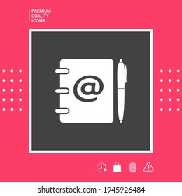 Notebook, address, phone book with email symbol and pen icon, elements for your design