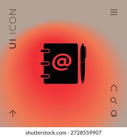 Notizbuch, Adresse, Telefonbuch mit E-Mail-Symbol und Stift-Symbol, Elemente Ihres Designs