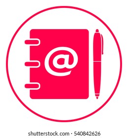 Notebook, address, phone book with email symbol and pen icon