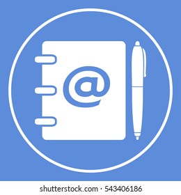 Notebook, address, phone book with email symbol and pen icon
