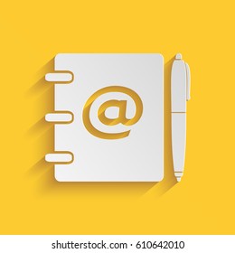 Notebook, address, phone book with email symbol and pen icon