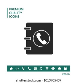 Notebook, address, phone book icon with handset symbol