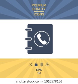Notebook, address, phone book icon with handset symbol