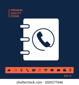 Notebook, address, phone book icon with handset symbol
