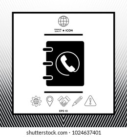 Notebook, address, phone book icon with handset symbol