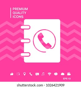 Notebook, address, phone book icon with handset symbol