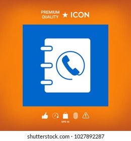 Notebook, address, phone book icon with handset symbol