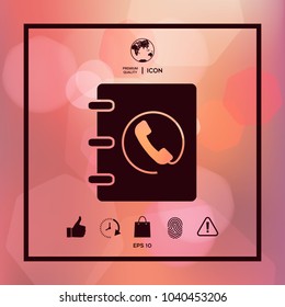 Notebook, address, phone book icon with handset symbol