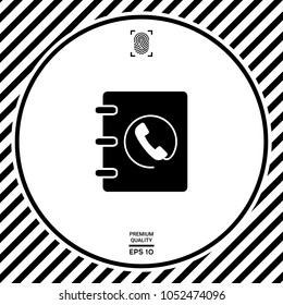 Notebook, address, phone book icon with handset symbol