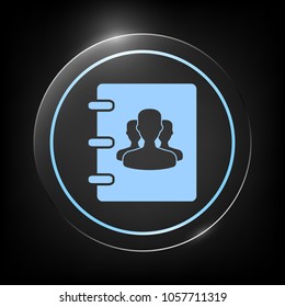 Notebook, address, phone book icon with symbol of group people 