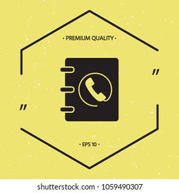 Notebook, address, phone book icon with handset symbol