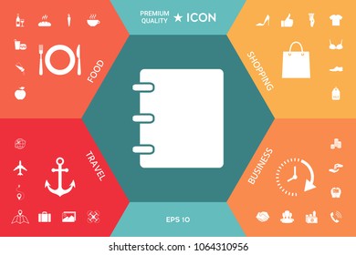 Notebook, address, phone book icon with blank cover