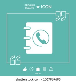 Notebook, address, phone book icon with handset symbol