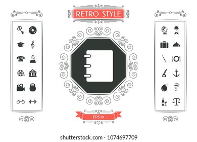Notebook, address, phone book icon with blank cover