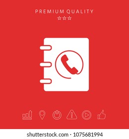 Notebook, address, phone book icon with handset symbol