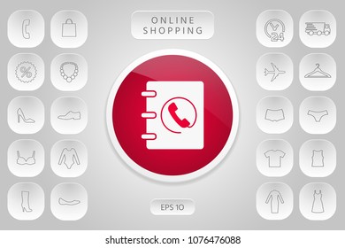 Notebook, address, phone book icon with handset symbol