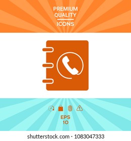 Notebook, address, phone book icon with handset symbol
