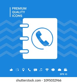 Notebook, address, phone book icon with handset symbol
