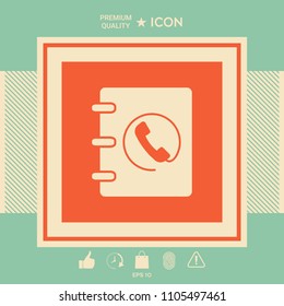 Notebook, address, phone book icon with handset symbol