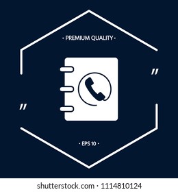 Notebook, address, phone book icon with handset symbol