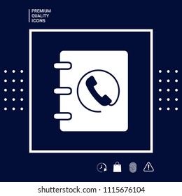 Notebook, address, phone book icon with handset symbol