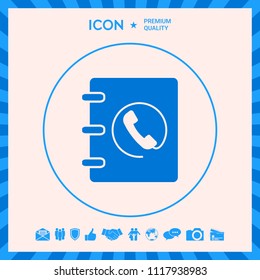 Notebook, address, phone book icon with handset symbol