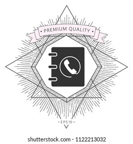 Notebook, address, phone book icon with handset symbol