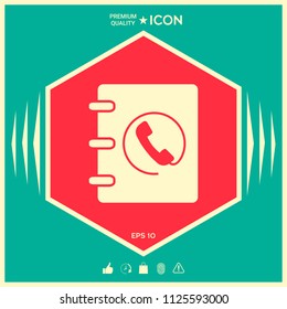 Notebook, address, phone book icon with handset symbol