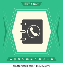 Notebook, address, phone book icon with handset symbol