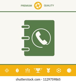 Notebook, address, phone book icon with handset symbol