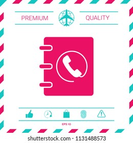 Notebook, address, phone book icon with handset symbol