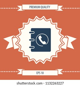 Notebook, address, phone book icon with handset symbol