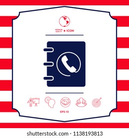 Notebook, address, phone book icon with handset symbol