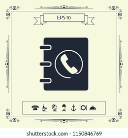 Notebook, address, phone book icon with handset symbol