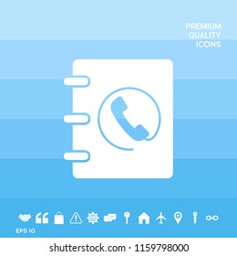 Notebook, address, phone book icon with handset symbol