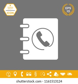 Notebook, address, phone book icon with handset symbol