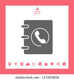 Notebook, address, phone book icon with handset symbol