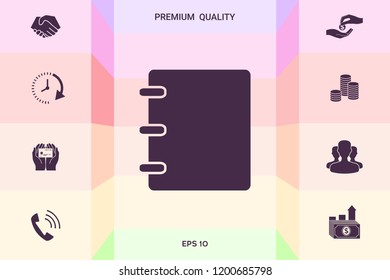 Notebook, address, phone book icon with blank cover