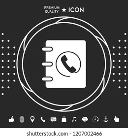 Notebook, address, phone book icon with handset symbol