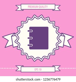 Notebook, address, phone book icon with blank cover. Graphic elements for your design