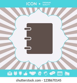 Notebook, address, phone book icon with blank cover. Graphic elements for your design