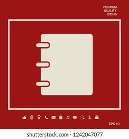 Notebook, address, phone book icon with blank cover. Graphic elements for your design
