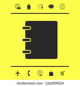 Notebook, address, phone book icon with blank cover. Graphic elements for your design