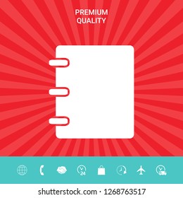Notebook, address, phone book icon with blank cover. Graphic elements for your design
