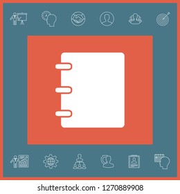 Notebook, address, phone book icon with blank cover. Graphic elements for your design