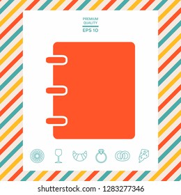Notebook, address, phone book icon with blank cover. Graphic elements for your design