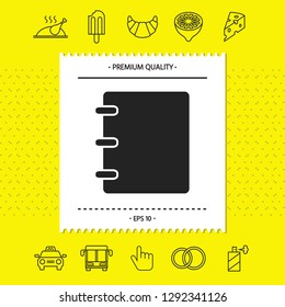 Notebook, address, phone book icon with blank cover. Graphic elements for your design